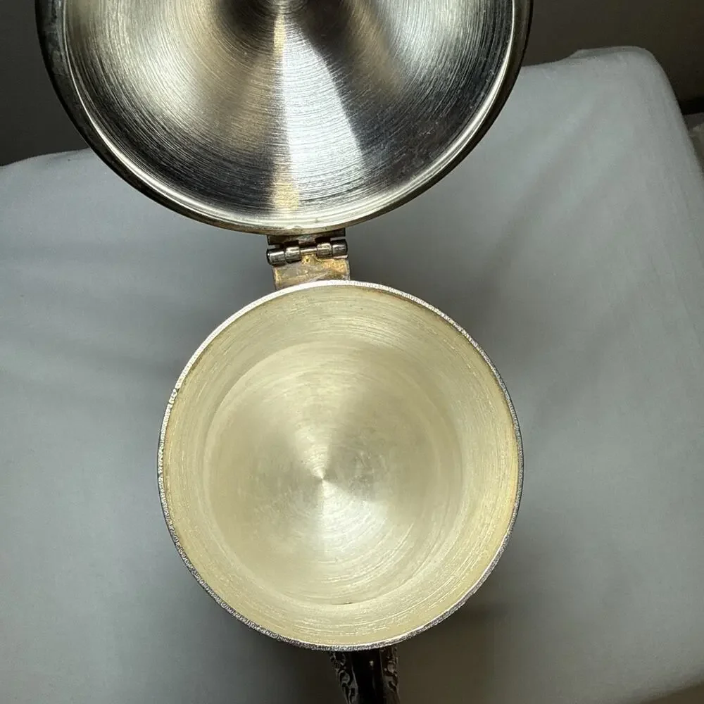 Antique Edwardian Silver On Copper Coffee Pot Gold Wash Interior Hinged Lid